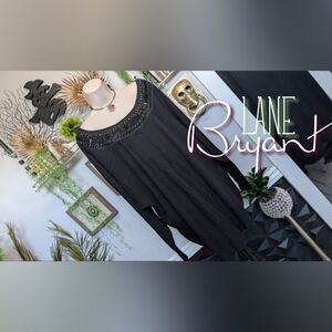 Lane Bryant Black Cowl Beaded Long Sweater XL-2XL NWT